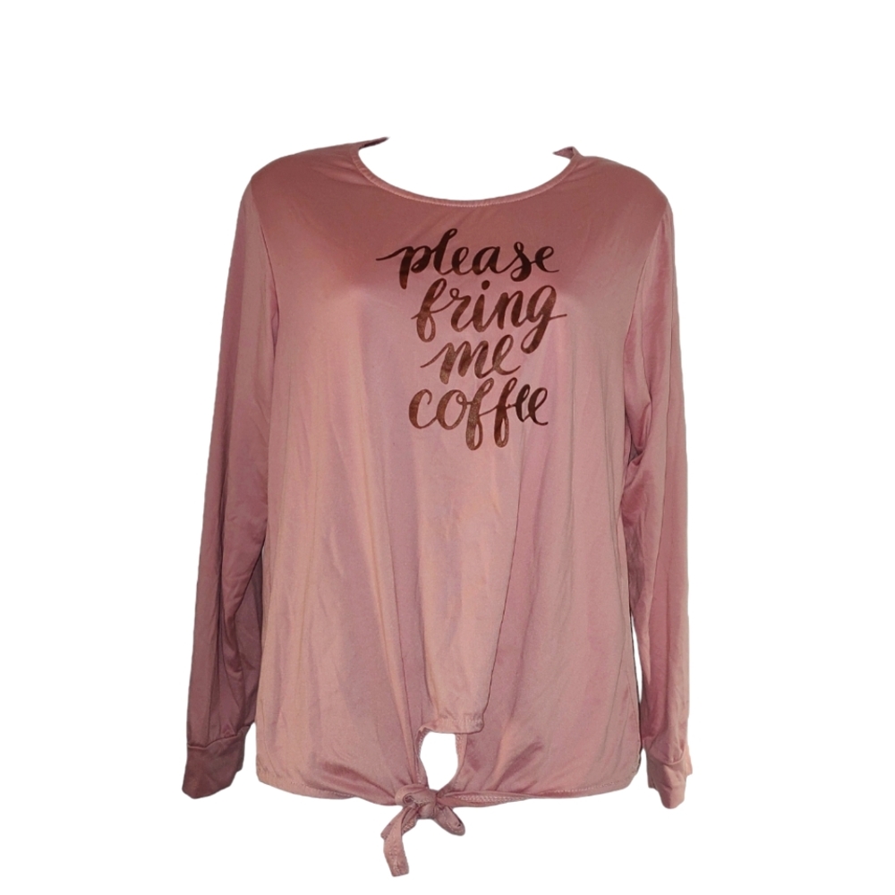 Pink Long sleeve "Please Bring Me Coffee" shirt size Medium Brand Lights Out